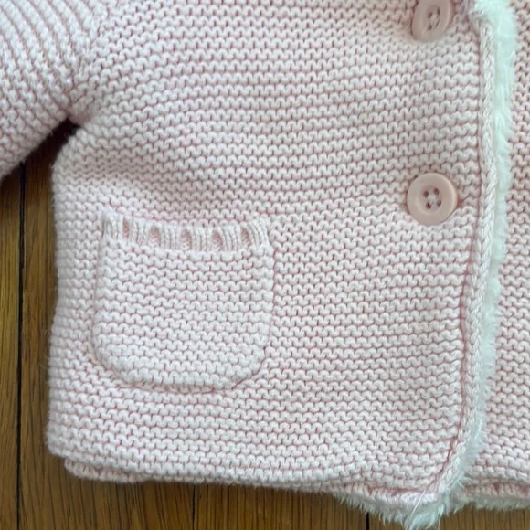 Carter’s, 3 Pink Baby Hooded sherpa Jacket with Ears - Picture 3 of 6
